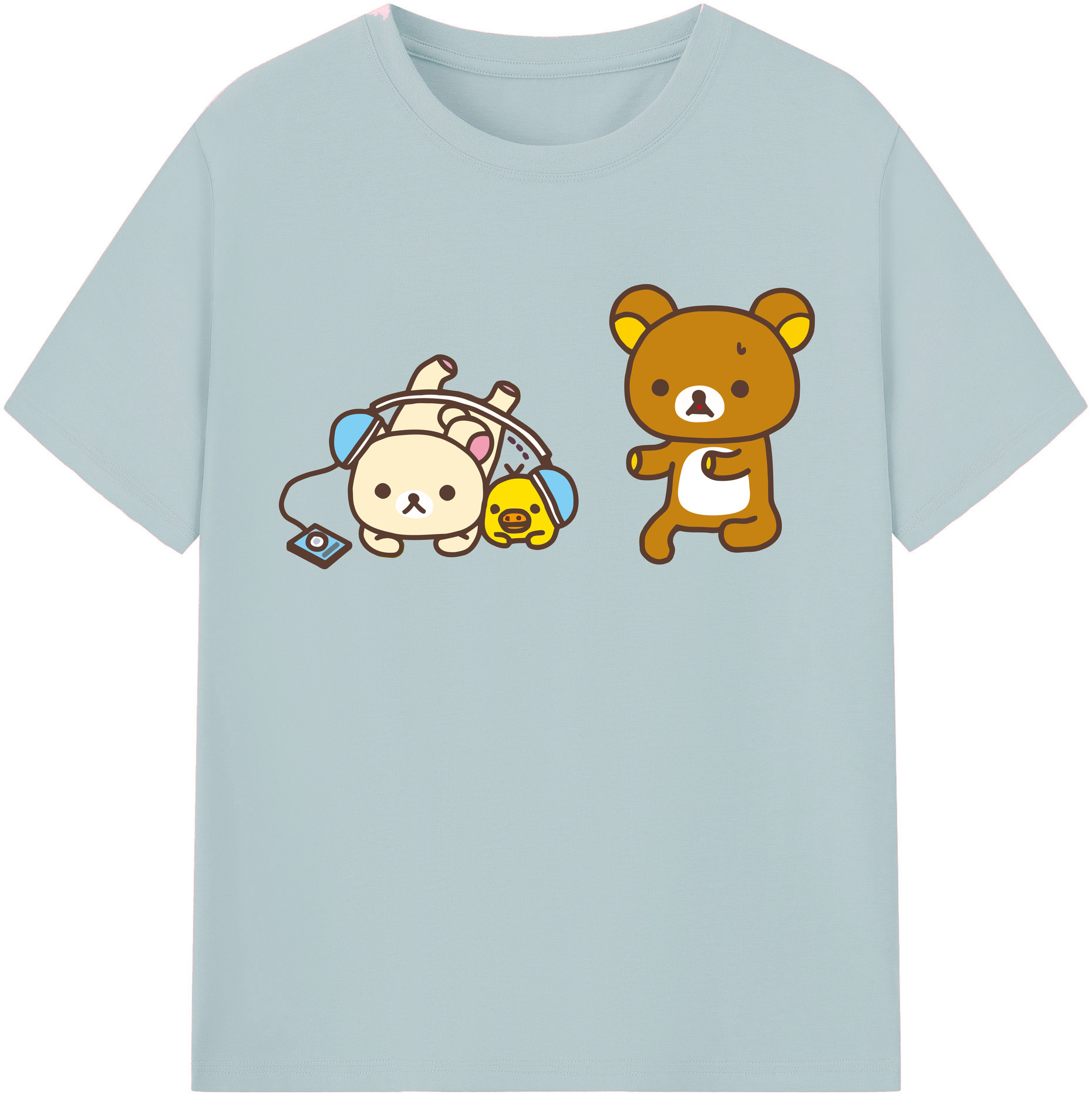 （画像用） リラックマ リラックマ キイロイトリ Rilakkuma Korilakkuma Kiiroitori 綿100％半袖Tシャツ（フロントプリント）